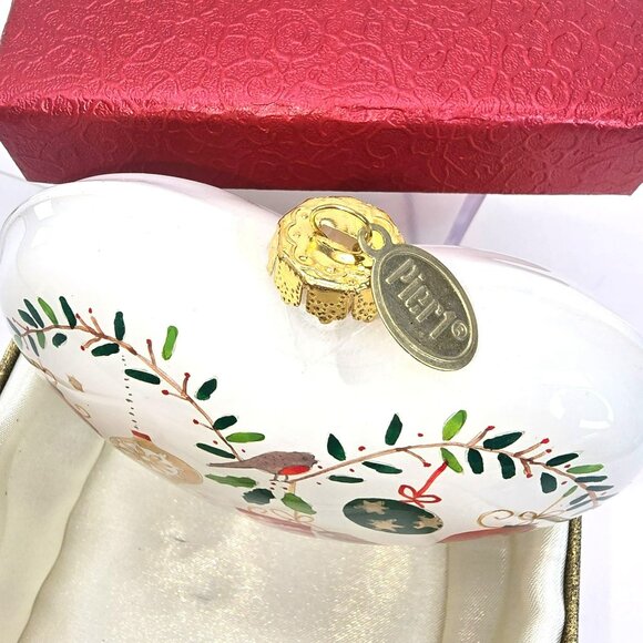Merry Christmas 2015 Glass Heart Ornament By Pier 1 In Box JE310 - Picture 4 of 4